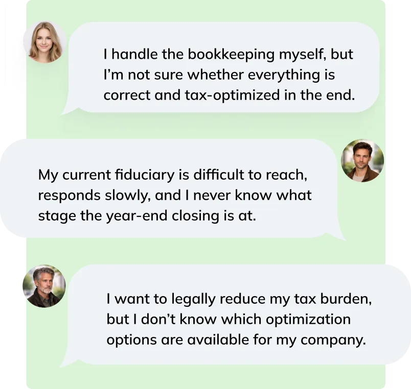 Chat about accounting, fiduciary services, and tax optimization.